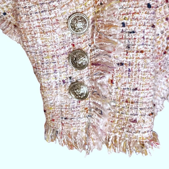 Aqua pink raw hemline jacket. Sz.S - Picture 14 of 14